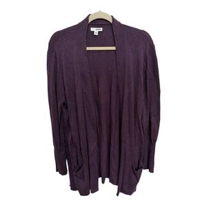 Sonoma Deep Purple Open Front Cardigan Cotton Blend Light Weight Size XL